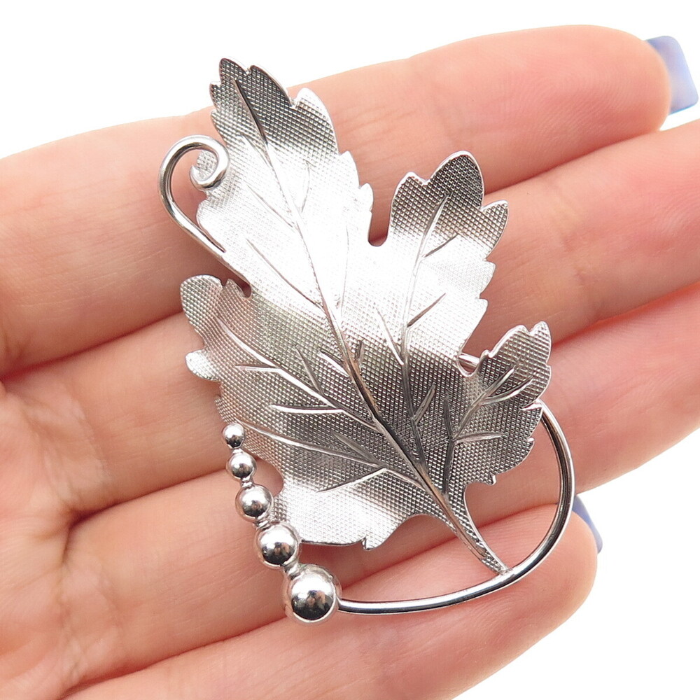 CARL ART 925 Sterling Silver Vintage Modernist Maple Leaf Pin Brooch
